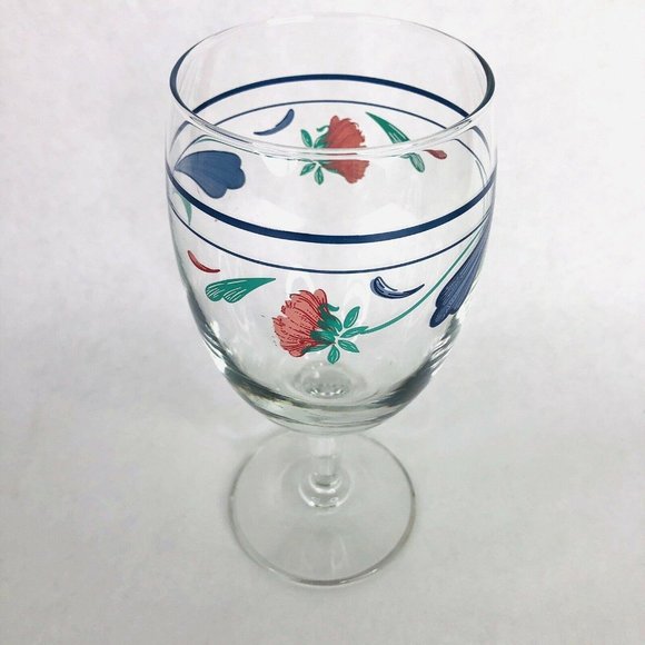 Lenox Poppies On Blue Iced Tea Glass Stemware 7" Hand Painted Beverage Drinkware - Picture 2 of 10